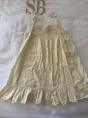 Girls' Yellow Anchor-Print Smocked Sundress